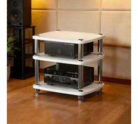 Multima AV Support Stand 4-Level Console Shelf with Shock-Absing Footrests Ste Holders for Turntables/TV/PS4 (White 3 Tier)