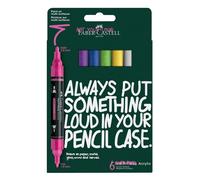 Faber-Castell Multimark Acrylic Dual Marker, Set of 6 Vibrant Colours, Art Set Supplies, Water-Based Acrylic Marker Pen, Double Ended, Bold & Fine Tip, Art Markers, Colouring Pens, Highlighters