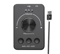 Multimedia Audio Controller - Premium Sound Hub, Computer Volume Knob, Internet Cafe Home School Work Area, USB External Sound Adjuster | Desktop Laptop PC Music Experience Non Slip Base