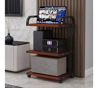 Multimedia Conso on Wheels Open Design Shelf Adjustab Printer Stand Amplifier Support Turntab Tab Rolling Media Rack Stylish Audio Storage