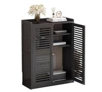 Multimedia Storage Cabinet Wi-Fi Router Cover Hidden Router Box Modern Two-Tier Wooden Shelf for Home & Office (Small Black) - Space-Saving Design Stylish nization