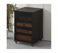 Multimedia Storage Cabinet with Glass Doors Adjustable Shelves & Wheels Rock Plate AudioVideo Stand for CinemaGrey 63.6cm Home Entertainment Unit
