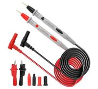 Multimeter Leads Kit, CAT III 1000V CAT IV 600V 20A Silicone Test Leads with Alligator Clips Test Probe Replaceable Compatible with Digital Multimeters Clamp Meters Electric Tester