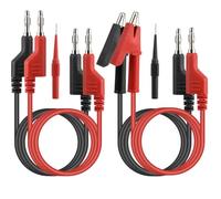 Multimeter Test Leads Set 4mm, 2pcs Banana Plug to Crocodile Clips Electrical Alligator Test Leads, 2pcs Double Ended Banana Plug 1m Test Lead with 2 Probes for Digital Multimeter 1000V 15A Red+Black