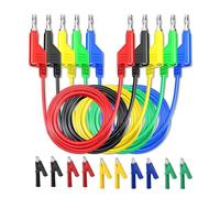 Multimeter Test Leads Set, 5 PCS 4mm Double Ended Banana Plug Test Leads with 10 Crocodile Clips, 1M Soft Flexible Electrical Test Cables for Multimeter and Circuit Testing