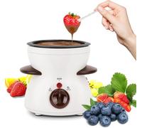 MultiOutools Mini Electric Fondue Pot Set with Dipping Forks, Chocolate Melts Candy Melts Fondue Pot, Melting Chocolate Small Pot for Chocolate, White