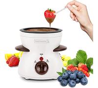 MultiOutools Mini Electric Fondue Pot Set with Dipping Forks, Chocolate Melts Candy Melts Fondue Pot, Melting Chocolate Small Pot for Chocolate Caramel Cheese (white)