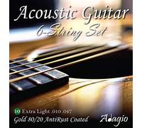Multipack 2x Full Sets of Acoustic Guitar Strings 80/20 Bronze Coated Medium 10 47 by ADAGIO PRO + FREE Chord & Scale Chart