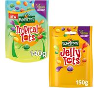 Multipack Bulk Candy Rowntree's Tropical Tots Vegan Friendly Sweets Sharing Bag 140g and Jelly Tots Vegan Friendly Sweets Sharing Bag 150g (2 Pack) By Experts Supplies
