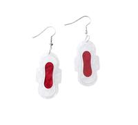 Multipack Earrings Set Tiny Acrylic Dangle Earrings Statement Acrylic Dangle Drops For Feminine And Menstrual Advocacy Small Silver Hoops (Red, 4x2. 2x2cm)