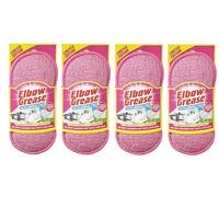 Multipack - Elbow Grease Scrubbing Pad - Removes Tough & Stubborn Stains, Dual Sided, Non-Scratch, Multi-Purpose Cleaning Pad for Indoor and Outdoor Use (4, Pink Scrub Pad)