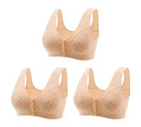 Multipack Front Fastening Bras for the Elderly Plus Size Bras for Women UK Daisy Push Up Bras Front Buckle No Underwire Bras Comfort Bras for Everyday Wear Sleep Bra Comfortable Breathable Underwear