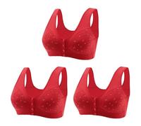 Multipack Front Fastening Bras for the Elderly Plus Size Bras for Women UK Daisy Push Up Bras Front Buckle No Underwire Bras Comfort Bras for Everyday Wear Sleep Bra Comfortable Breathable Underwear