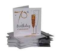 Multipack Gold Champagne Glass 70th Birthday Party Invitation Cards - 36 Cards with Envelopes