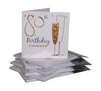 Multipack Gold Champagne Glass 80th Birthday Party Invitation Cards - 36 Cards with Envelopes