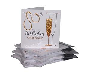 Multipack Gold Champagne Glass 80th Birthday Party Invitation Cards - 36 Cards with Envelopes