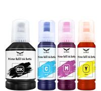 Multipack Printer Refill Ink, Universal Bulk Refillable Printer Ink Kit for Refilling Ink Cartridges and CISS Systems Compatible with Epson Canon Brother Dell HP - 4 Pack, BK 140ml, C M Y 70ml Each