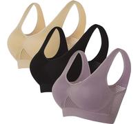 Multipack Seamless Sports Bra Wirefree Yoga Bra for Women Seamless Bras 3 Pack Set Ladies Large Breasts Anti Saggy Breast Bras Comfort Bralette Women Sleep Yoga Daily Wear