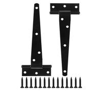 Multipack T-Hinges with Screws, Heavy Duty T-Strap Gate Hinges, Black Coated Metal Tee Hinges, Rustproof and Weather Resistant for Shed Doors, Barn Doors, Wooden Gates, and Fences. (250mm (10"))