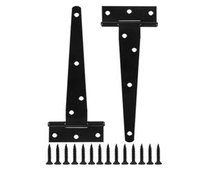 Multipack T-Hinges with Screws, Heavy Duty T-Strap Gate Hinges, Black Coated Metal Tee Hinges, Rustproof and Weather Resistant for Shed Doors, Barn Doors, Wooden Gates, and Fences. (250mm (10"))