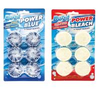 Multipack Toilet Block -Power Blue Blocks - White Bleach Blocks - Clean and Fresh Toilets by Duzzit (1, Mix Blue + White Block)