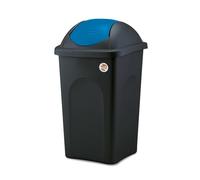 Multipat 60 Liter Swing Top Lid Waste Bin Black Base Blue Lid Plastic