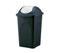 Multipat 60 Liter Swing Top Lid Waste Bin Black Base White Lid Plastic