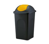 Multipat 60 Liter Swing Top Lid Waste Bin Black Base Yellow Lid Plastic