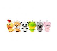 Multipet 2.5" Knobby Noggins Plush Dog Toy | Chicken, Fox, Panda, Frog, Koala, Pig Dog Toys | Small Squeaker Dogs Toys | Small/Medium Breed | 2.5 Inches | 6 Pack Animal Set