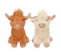 Multipet Highland Cow Plush Dog Toy 2-Pack - Soft Squeaky Farm Animal Toy for Dogs - Assorted Colors (5")