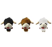 Multipet Knobby Noggins Lamb Chop Dog Toys | Lambchop Knobby Noggins Pet Toy | Squeaky Dog Toy Plush | 5" | Officially Licensed | 3 Pack (Black + Brown + White)