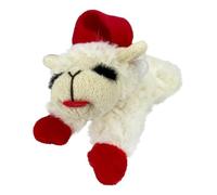Multipet Lamb Chop Dog Plush Toy w/Santa Hat - Squeaky Dog Toy for All Dogs - Extra Soft Plush Dog Toy - Stuffed Animal Dog Toy for Cuddling & Playing - Cute Pet Toy (6”, Cream)
