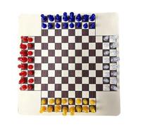Multiplayer Chess Game Acrylic Chess Set With Clear Pieces Organized Game Area Portable Size Engaging Strategy Suitable for Family Night Casual Gatherings, 4P Wood Grain