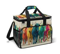 Multiple Abstract Geometric Cows Camping Cooler Bag Insulated Beach Coolers Portable Leak Proof Bags with Shoulder Strap