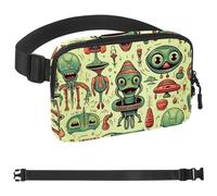 Multiple Aliens Fanny Packs for Women Men, Crossbody Belt Bag with Zipper Pockets,Waterproof Waist Packs with Adjustable Strap for Workout Running Traveling Hiking, Multicolor, One Size