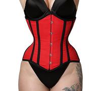 Multiple Colors Curvy Cotton Corset Steel Boned Corset Heavy Duty Corset Waist Trianing Corset Womens's Corset (UK, Alpha, S, Regular, Regular, Red - Black)
