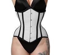 Multiple Colors Curvy Cotton Corset Steel Boned Corset Heavy Duty Corset Waist Trianing Corset Womens's Corset (UK, Alpha, 4XL, Regular, Regular, White - Black)