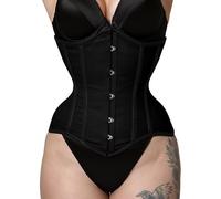 Multiple Colors Curvy Cotton Corset Steel Boned Corset Heavy Duty Corset Waist Trianing Corset Womens's Corset (UK, Alpha, XL, Regular, Regular, Black - Black)