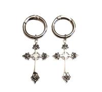 Multiple Design Boot Charms for Leather Boots Shoe Accessories Gothic Halloween Punk Metal & Acrylic Death Moth Skeleton Snake Horror Bat Ghost Cat Spooky Sword (Cross - 1 Pair Metal)