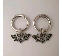 Multiple Design Boot Charms for Leather Boots Shoe Accessories Gothic Halloween Punk Metal & Acrylic Death Moth Skeleton Snake Horror Bat Ghost Cat Spooky Sword (Small Bat - 1 Pair Metal)