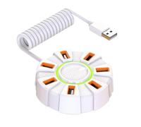 Multiple Device USB 2.0 Hubs 7 Port with Builts in Rainbows Lights and External Power Adapters for Stable Charging External Power Adapter for Stable Charging and Data Transfer on Desktop