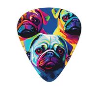 Multiple Dogs Pop Art Pugs Wzywhj Prints Abs Guitar Picks 12 Piece, Easy Grip Uke Picks For Your Bass, Ukulele, Acoustic Or Electric Guitar