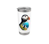 Multiple Exposure Art Puffin Bird Sea Parrot Stainless Steel Insulated Tumbler