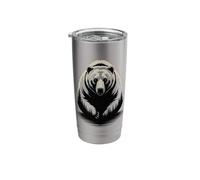 Multiple Exposure Bear Forest Wilderness Landscape Stainless Steel Insulated Tumbler