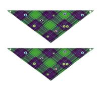 Multiple Eyes Plaid Pet Triangle Scarf Good Breathability 2 Pcs for a Gift Pets of Various Sizes 20 × 7 3in