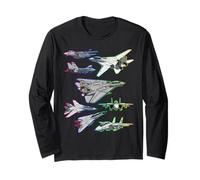Multiple F-14 Tomcat Jet Fighters Full Spectrum Colorful Long Sleeve T-Shirt