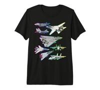 Multiple F-14 Tomcat Jet Fighters Full Spectrum Colorful Premium T-Shirt