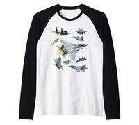 Multiple F-15 Eagle Jet Fighters Full Spectrum Raglan Baseball Tee