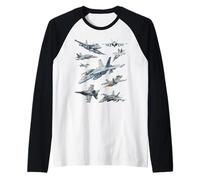 Multiple F-18 Jet Fighters Graphic Raglan Baseball Tee
