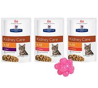 multiple Hills Prescription Diet k/d Kidney Care Cat Food 18 X 85g (6x Beef, 6x Salmon, 6x Chicken) with a Free Toy Ball Gift